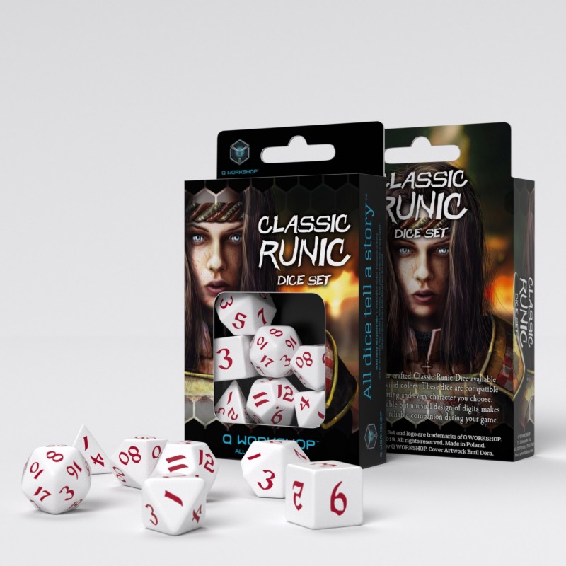 SET DI DADI CLASSIC RUNIC: White & Red - immagine 2