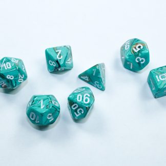 CHX20403 - SET 7 DADI POLIEDRICI MINI MARBLE OXI-COPPER/WHITE